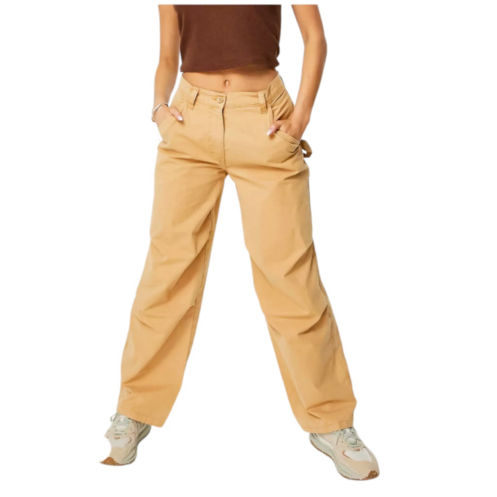 ASOS Design Womens Tan Slouchy High Rise Cargo Pants Size 8 NWT
